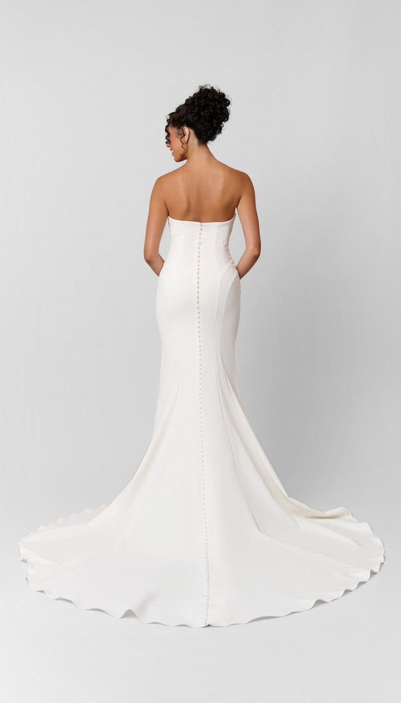 delora fitted long sleeve maxi dress Timeless Strapless Wedding Dress | High Quality Mikado Fabric | Clean Lines | Effortless Style main image 1