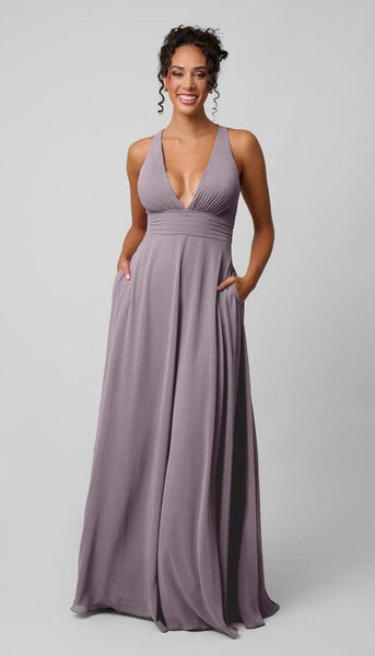 princess polly baby blue dress A-line/Princess V-neck Floor-Length Sleeveless Chiffon Bridesmaid Dress