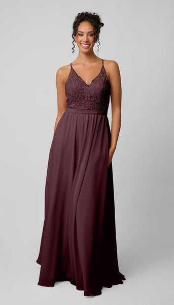Iris Embroidered Chiffon Bridesmaid Dress | Kennedy Blue Bordeaux