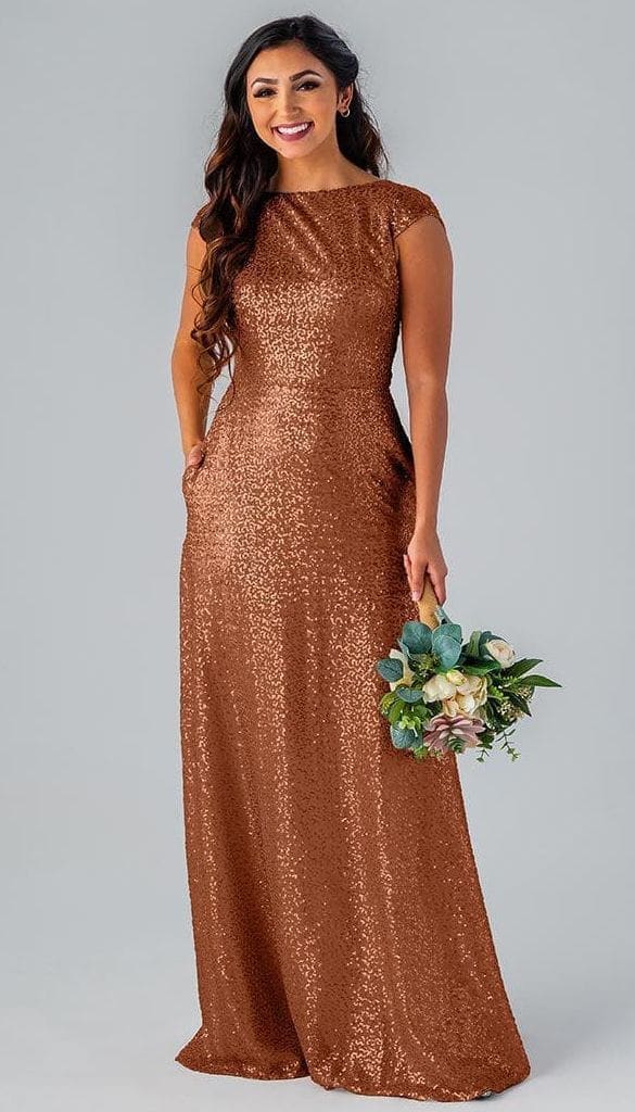 Jamie Ready to Ship Sequin Bridesmaid Dress Kennedy Blue 26 Bronze