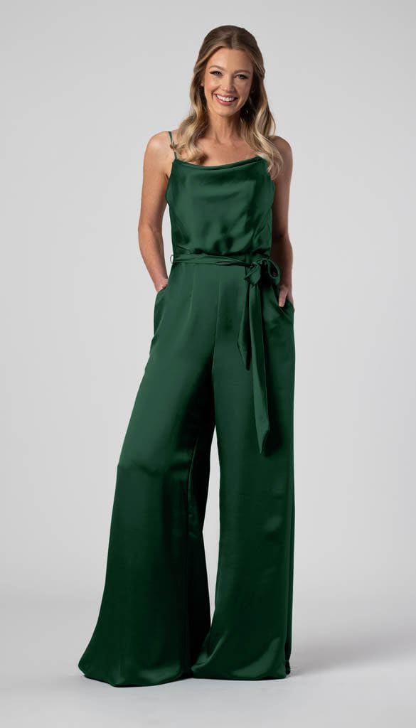 Jill Satin Bridesmaid Jumpsuit Kennedy Blue Green