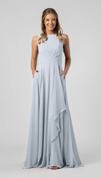 slim fit dress slacks Light Blue Straight Neckline Mermaid Backless Bridesmaid Dress, FC4843 main image 0