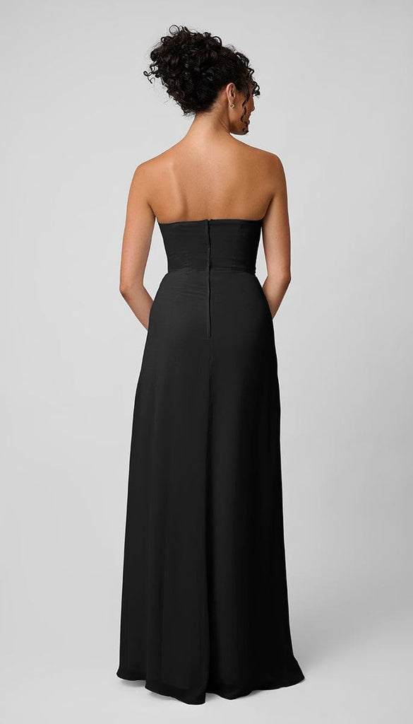 strapless bridesmaid dresses with pockets Strapless Navy Blue Maxi Dress with Pockets main image 1
