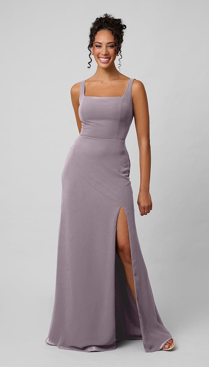 Jay square neck platinum bridesmaid dress