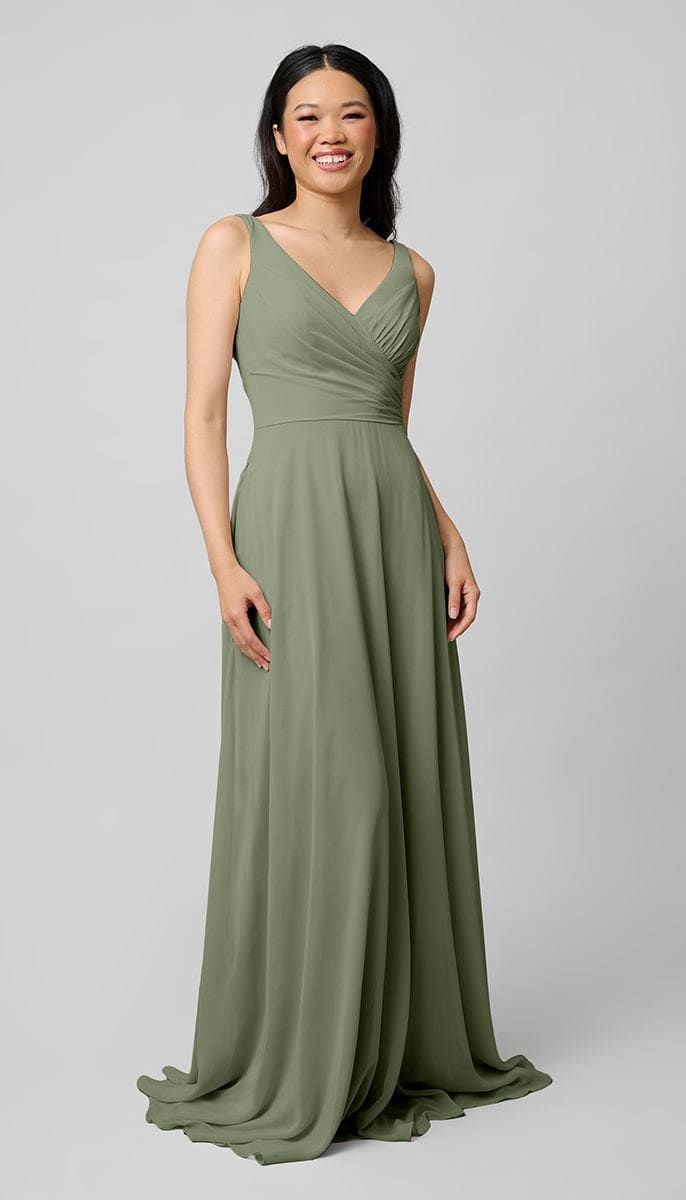v neck bridesmaid dress Elegant Deep V-Neck Floor Length Empire Waist Satin Dresses this is a sophisticated and elegant dress V Neck Bridesmaid Dress |