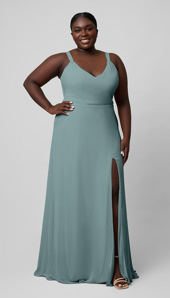 teal bridesmaid dresses plus size Meg Platinum Clean & Modern Dress P11Z2020 INTIMATE BEACH VOW RENEWAL Size:16 x 35 Half Sleeves