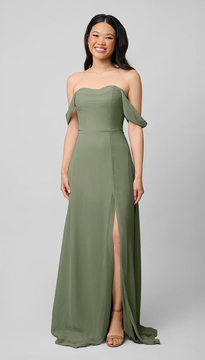Structured Chiffon Bridesmaid Dress | Kennedy Blue Mia Platinum Moss