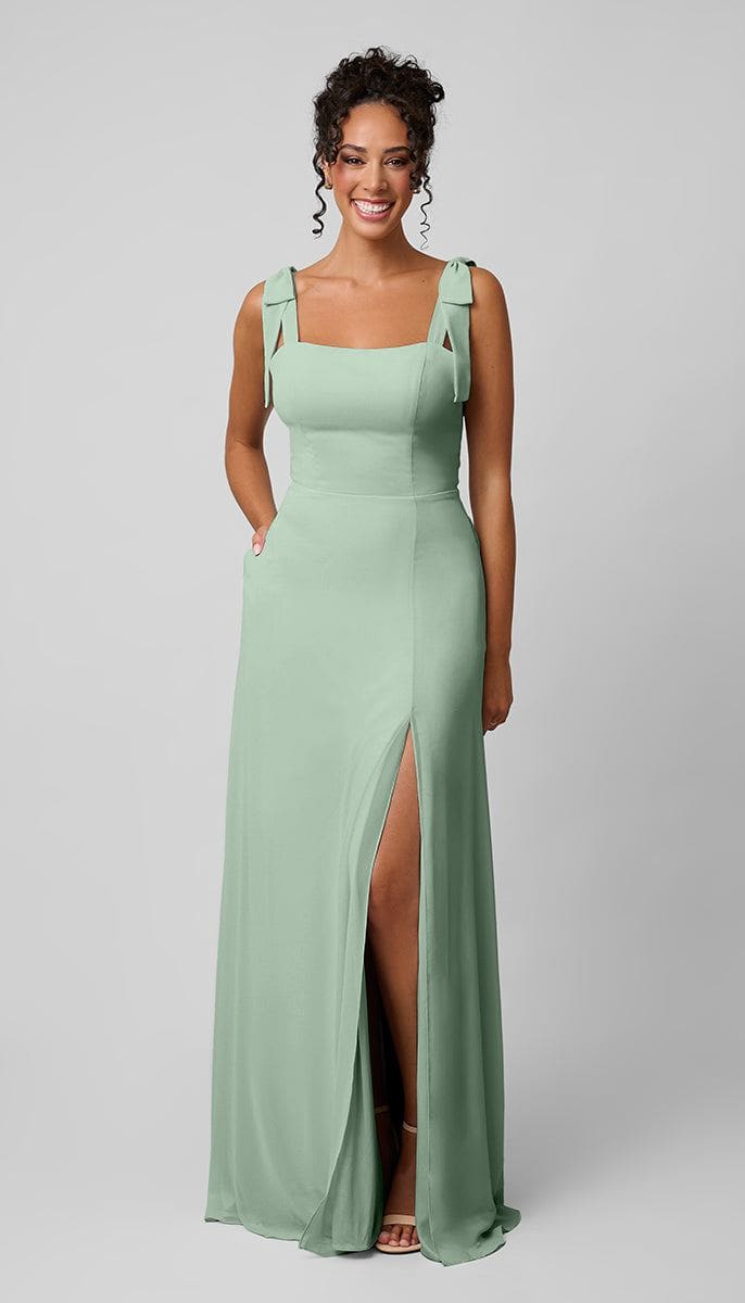 Sofia Platinum Chiffon Bridesmaids Dress| Kennedy Blue Sea Glass