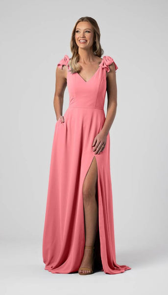 Leah Bow Sleeves Bridesmaid Dress | Kennedy Blue Eucalyptus