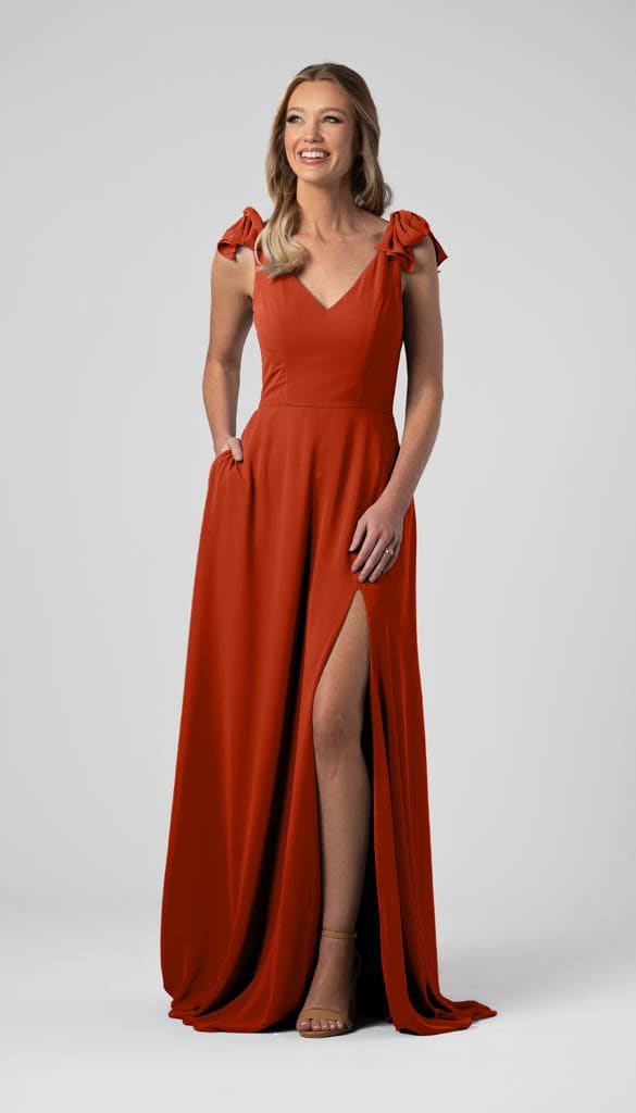 bridesmaid dresses los angeles ca Leah Bow Sleeves Bridesmaid Dress