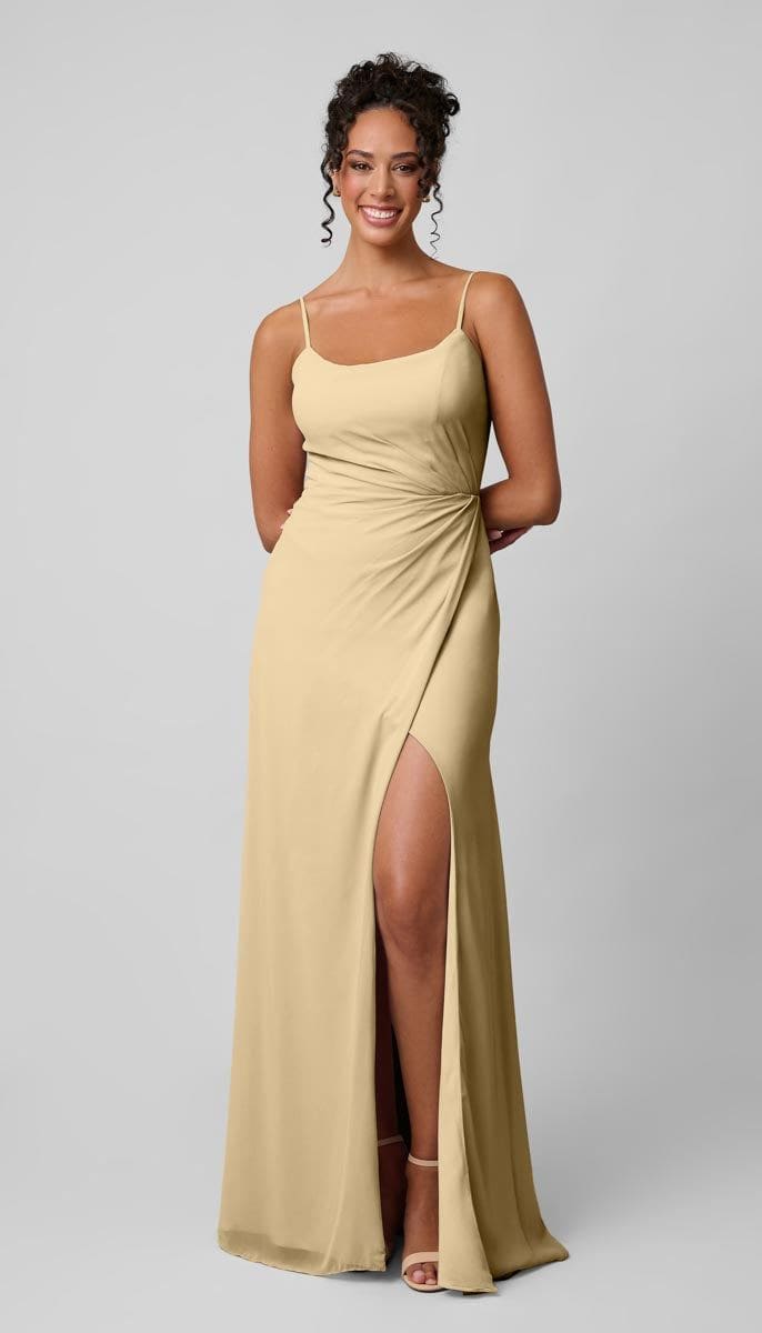 bridesmaid dresses with adjustable straps Classic A-Line Adjustable Straps Side Slit Long Bridesmaid Dress