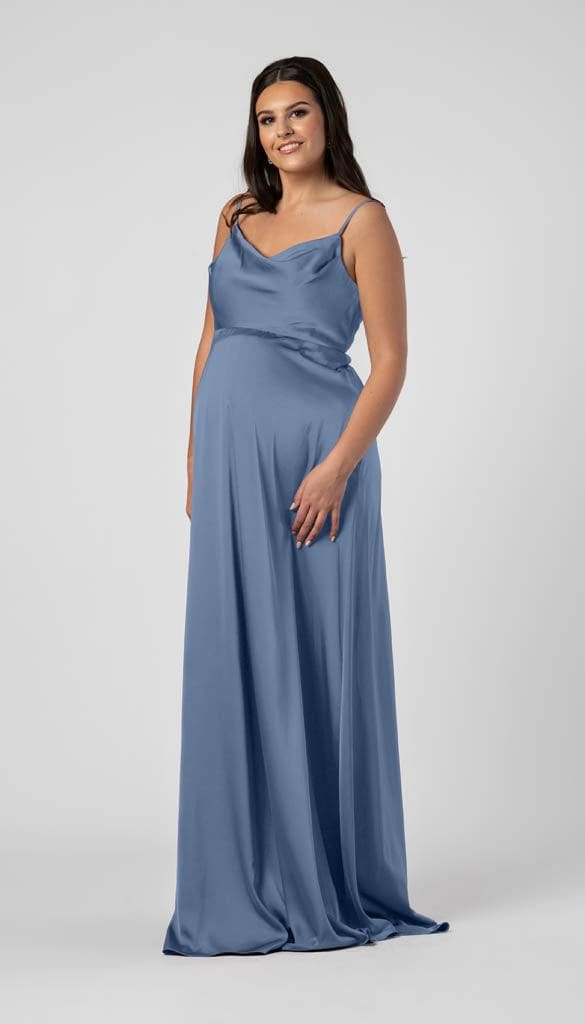Satin Maternity Bridesmaid Dress | Kennedy Blue Leo Dusty Blue Satin Maternity Bridesmaid Dress | Kennedy Blue Leo Dusty Blue