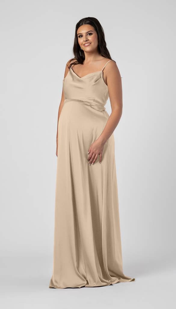 Satin Maternity Bridesmaid Dress | Kennedy Blue Leo Gold Satin Maternity Bridesmaid Dress | Kennedy Blue Leo Gold