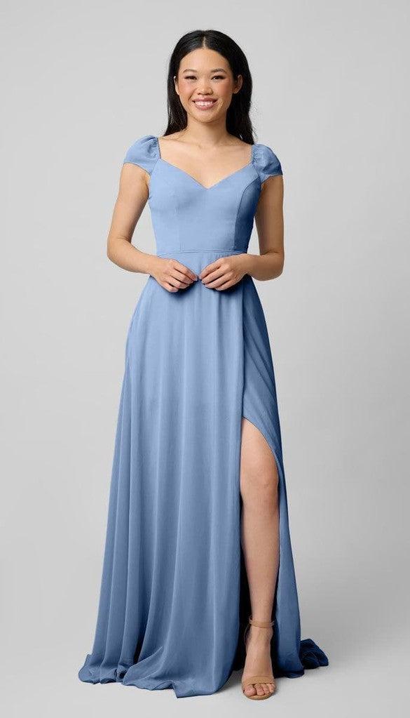 lily blue dress Lily Puff Sleeves Chiffon Bridesmaid Dress