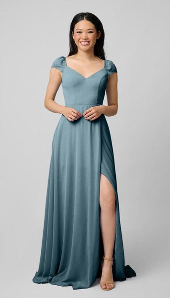 lily blue dress Lily Puff Sleeves Chiffon Bridesmaid Dress