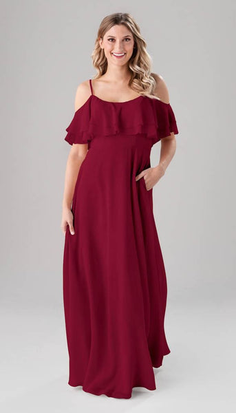 bridesmaid dresses logan Chiffon Bridesmaids Dress BOV Maxi Neckline color:Red I Red NECA Twilight Saga New
