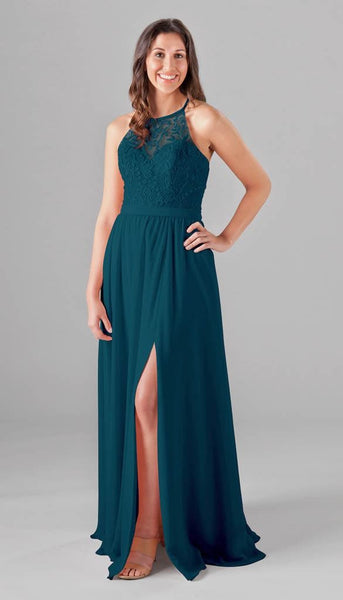 Madeline High Neck Embroidered Bridesmaid Dress | Kennedy Blue Madeline High Neck Embroidered Bridesmaid Dress | Kennedy Blue
