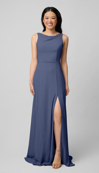 high neck blue bridesmaid dress Coast Women's Honoured Petite Sleeveless High Neck Tie Shoulder Satin Maxi Bridesmaid Dress in Navy
