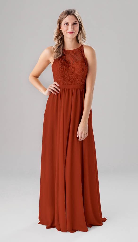 Maria High Neck Embroidered Bridesmaids Dress