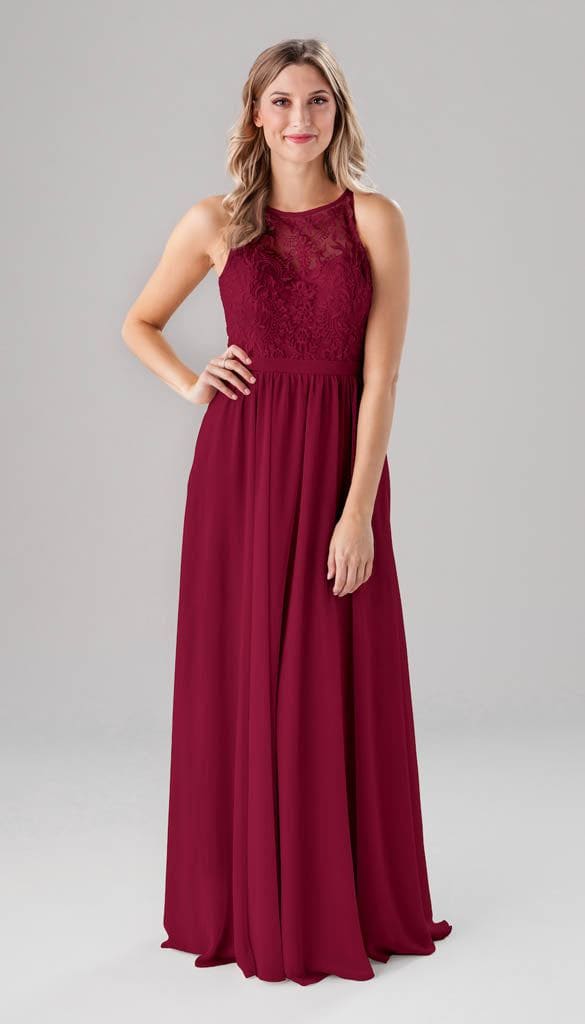 Maria High Neck Embroidered Bridesmaids Dress Kennedy Blue Claret Kennedy Blue