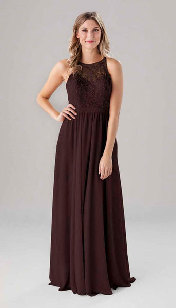 Maria High Neck Embroidered Bridesmaids Dress | Kennedy Blue Forest Green