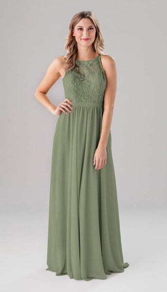 Maria High Neck Embroidered Bridesmaids Dress