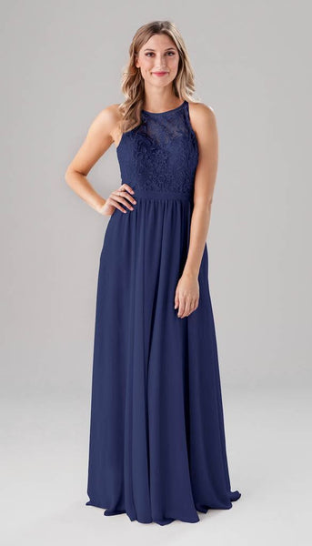 maria blue dress High Neck Embroidered Bridesmaids Color:Navy/Rose Gold and an optional belt 6P The Original Dress Collar