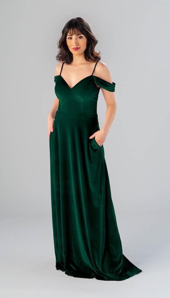 mila bridesmaid dress Off the Shoulder Velvet Color:Autumn