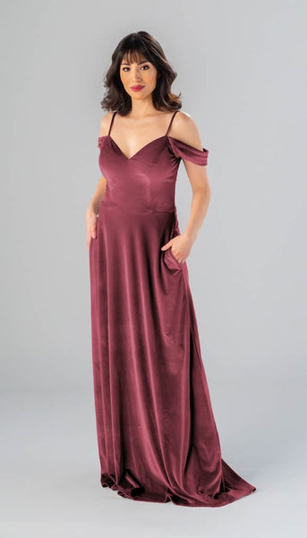 Mila Off the Shoulder Velvet Bridesmaid Dress