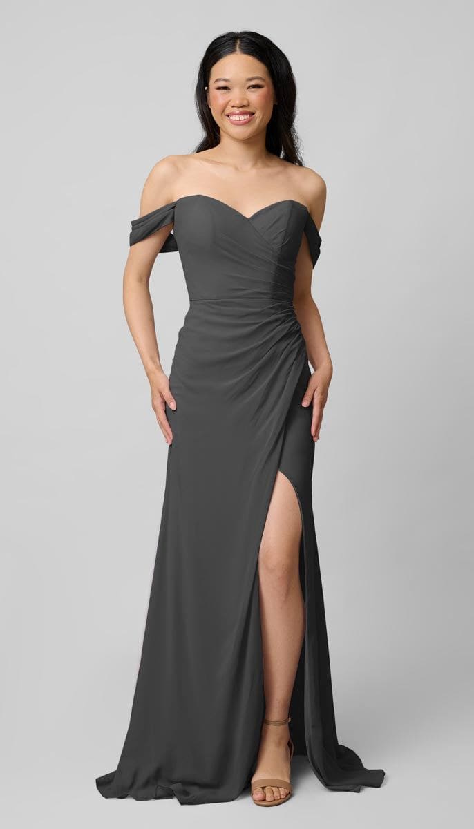 gray off the shoulder bridesmaid dress Off the Shoulder Bridesmaid Dresses