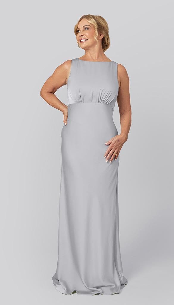 High Neck Keyhole Satin Dress