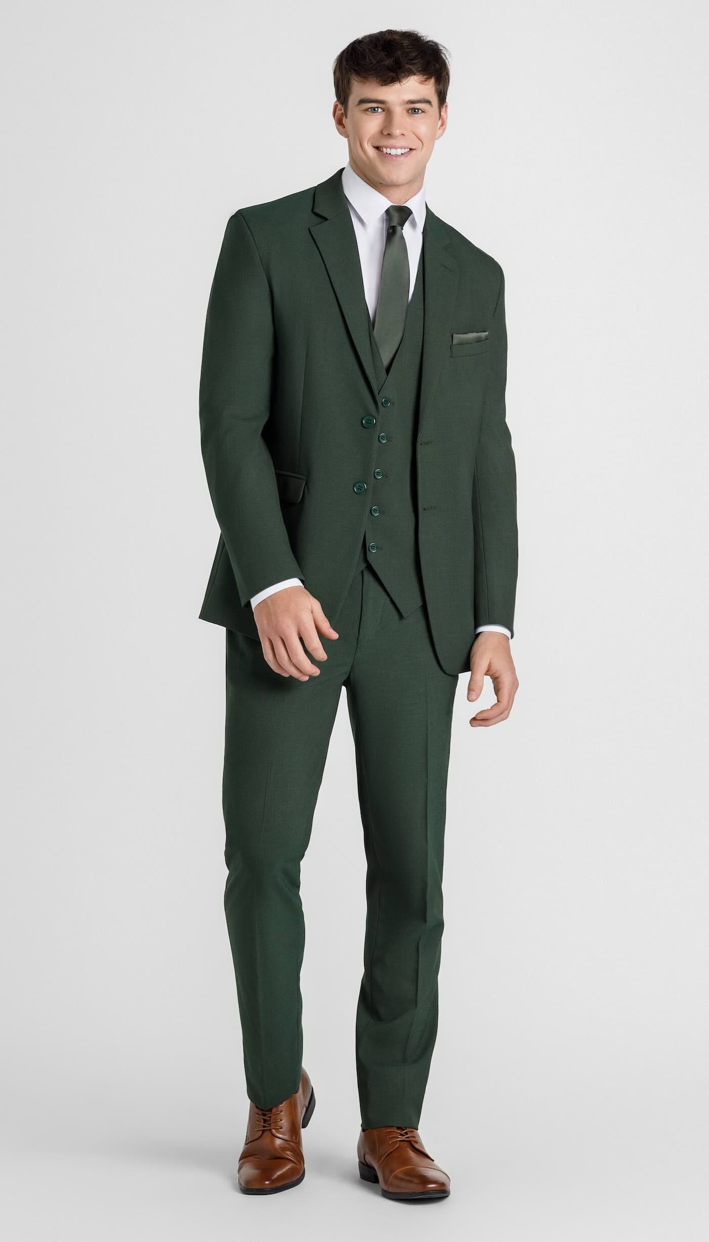 Trim Fit Olive Green Mens Suit | Kennedy Blue