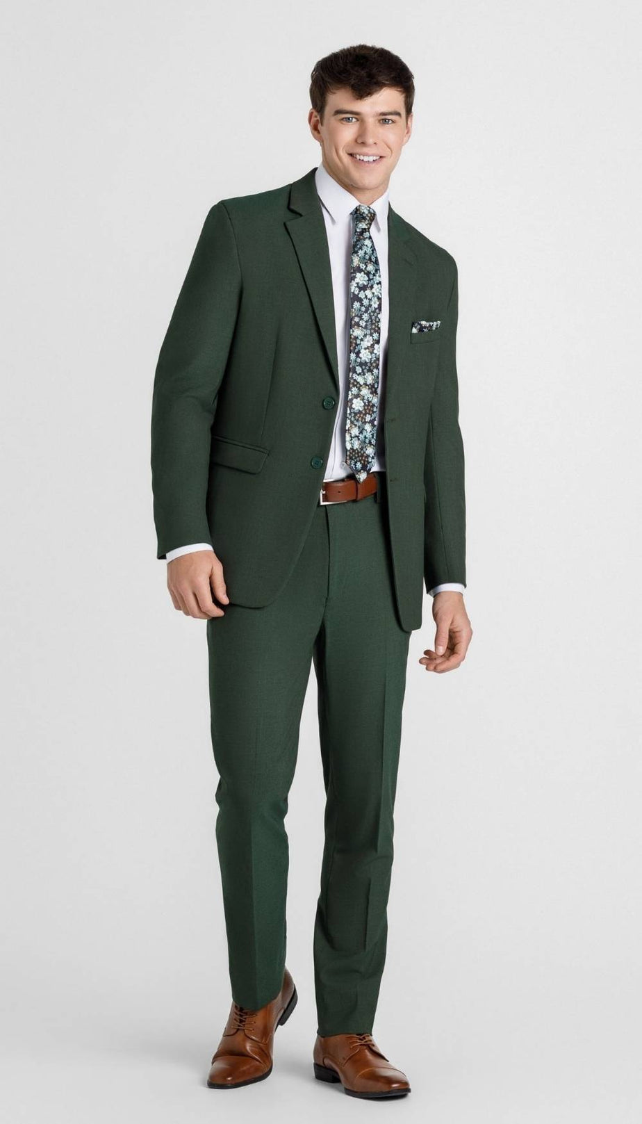 Trim Fit 2 Piece Mens Suit Olive Green | Kennedy Blue