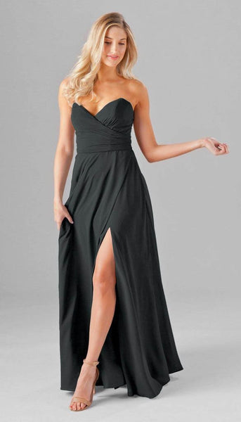 black strapless chiffon bridesmaid dress Charming Strapless Sleeveless High Low Chiffon Bridesmaid Dresses