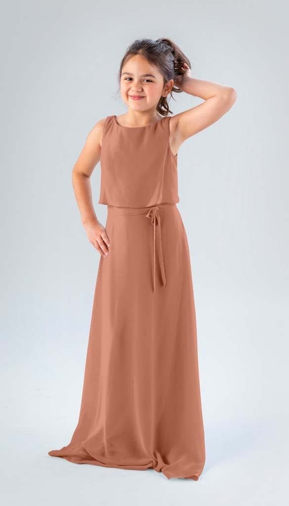 Sale Ready-to-Ship Chiffon Bridesmaid Dress | Kennedy Blue J14 / Champagne Rose