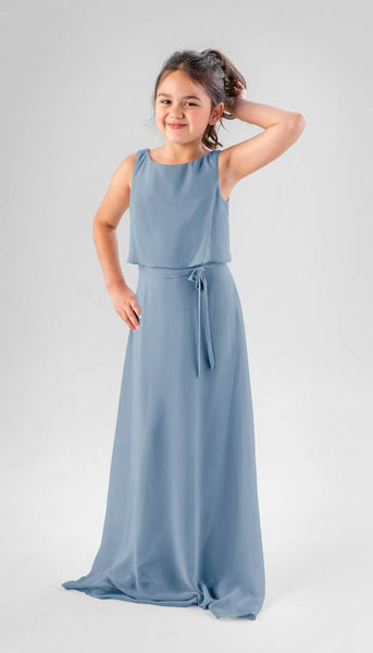 slate blue junior bridesmaid dresses Sale Ready-to-Ship Chiffon Dress Ruched Built new year 2024 Jean Paul Gaultier Asymmetrical Size:9-11 YRS