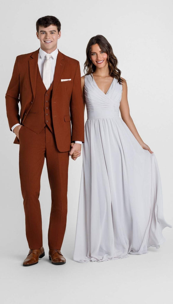 Kennedy Blue | Trim Fit 3 Piece Mens Suit Rust