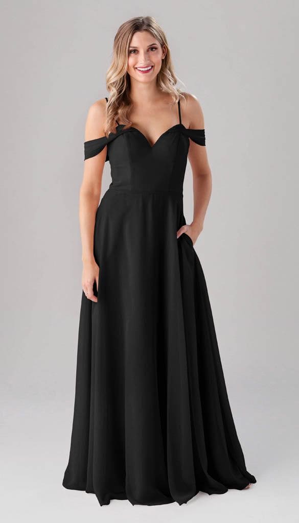 Samantha Off The Shoulder Chiffon Bridesmaids Dress | Kennedy Blue Black Samantha Off The Shoulder Chiffon Bridesmaids Dress | Kennedy Blue Black