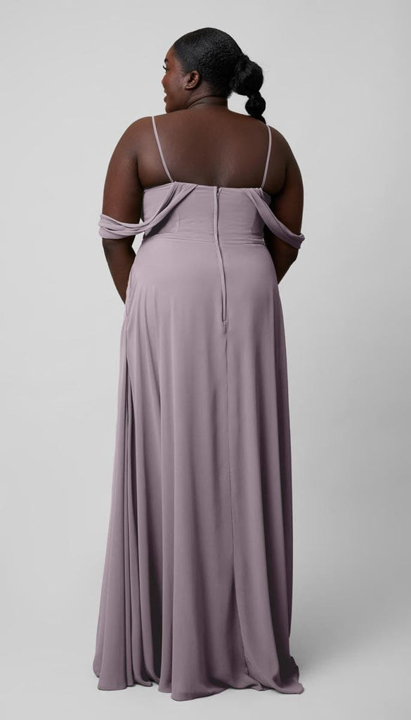 white christmas dresses A-line Grey Chiffon Long Sleeves Appliques Long Custom Bridesmaid Dresses,  MRB0112 main image 1