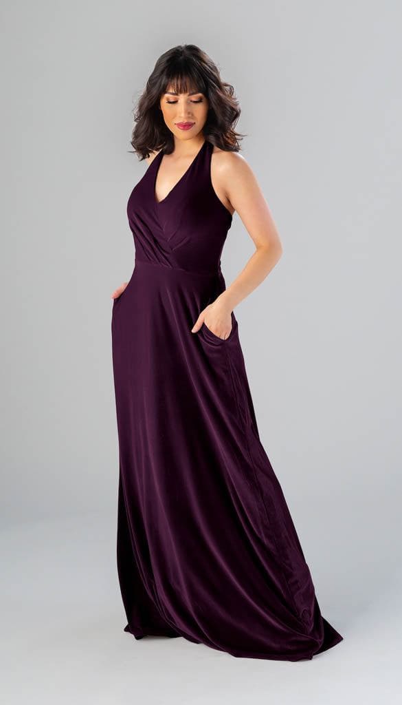 dark purple velvet bridesmaid dress Long Sleeves Purple Velvet Mermaid Elegant Long Formal Bridesmaid Dres   bridalsew
