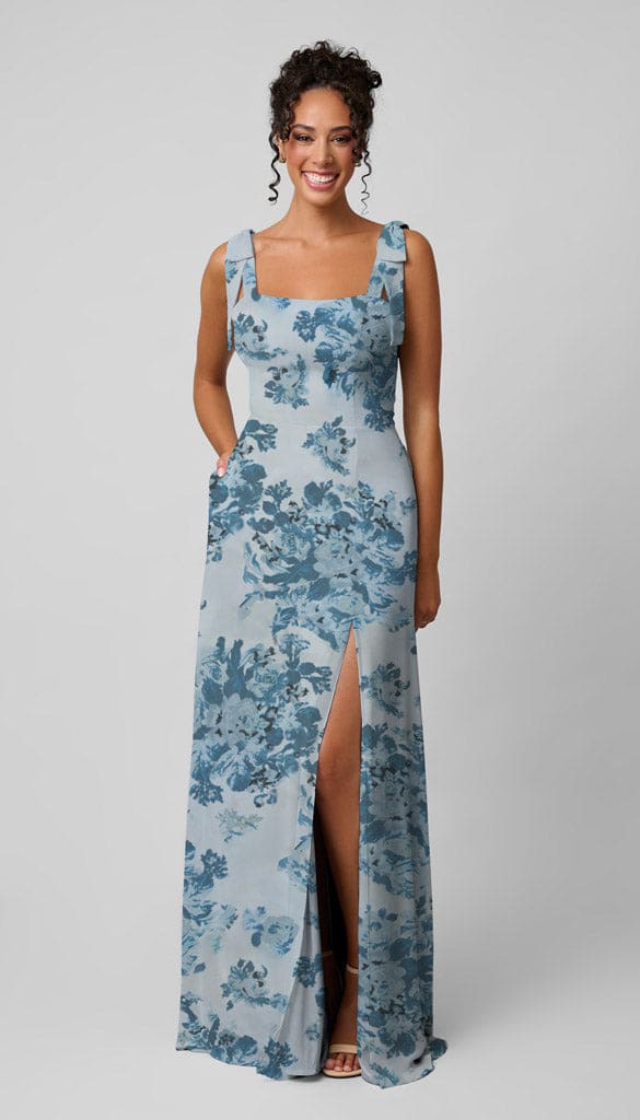 Sofia Platinum Chiffon Bridesmaids Dress| Kennedy Blue Blossom