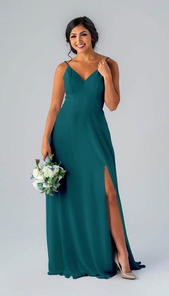 emerald blue bridesmaid dresses TH&TH Phoebe Bridesmaid Dress In Emerald Dawn Chiffon
