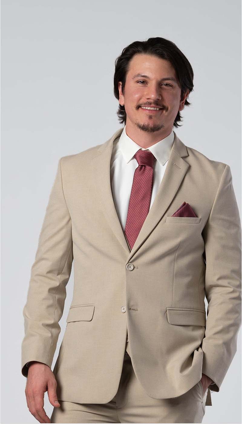 Tan|Kennedy Blue Trim Fit Jacket