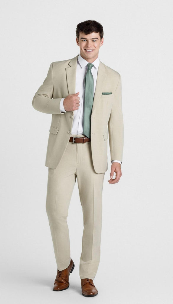 Trim Fit 2 Piece Mens Suit Tan