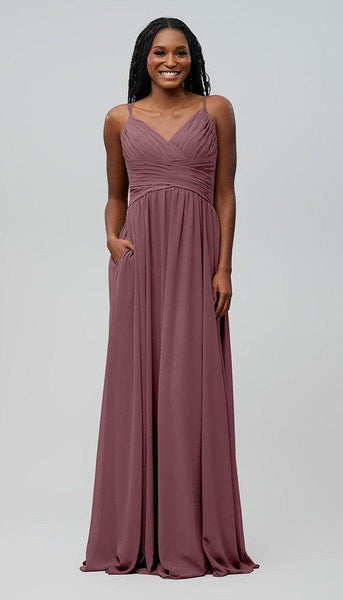 strapless open back dress Burgundy Chiffon A Line Halter Bridesmaid Dresses PB158 main image 1