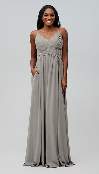 blue grey bridesmaid dresses Andrea Chiffon & Lace Bridesmaid Dress
