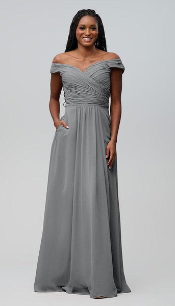 Jenna Off the Shoulder Chiffon Bridesmaids Dress
