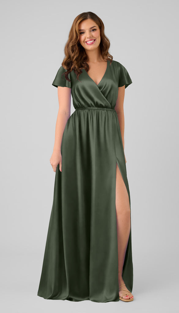 ganni dress blue Ganni Crinkled Satin Midi Dress, 32 / Blue