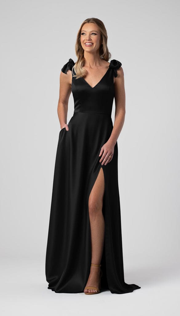 Leah Luxe Satin Bow Sleeves Bridesmaid Dress