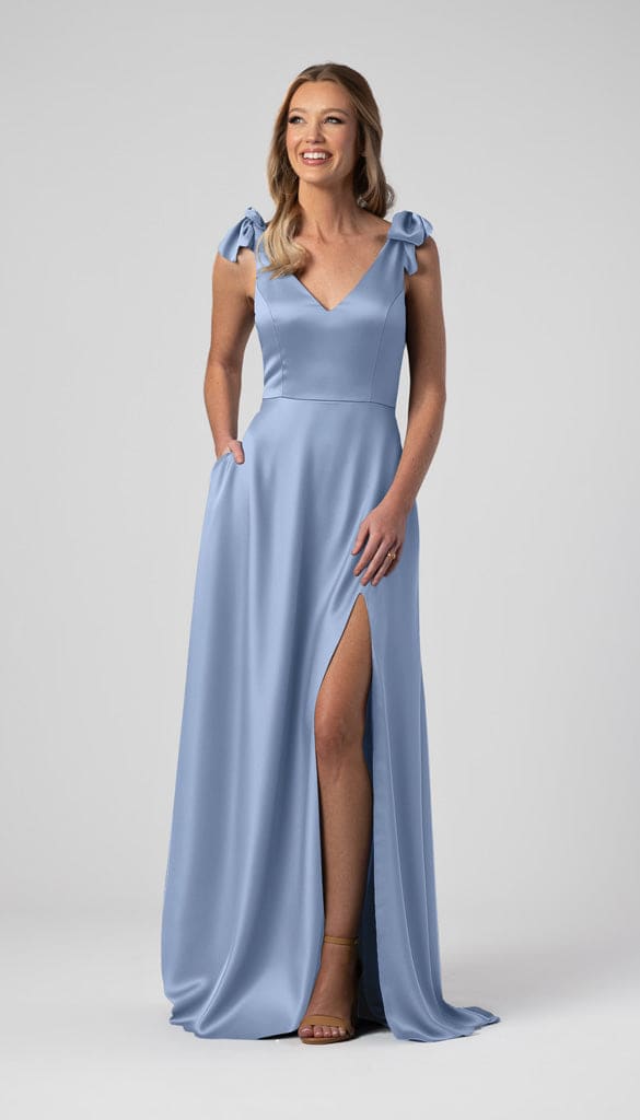 Leah Luxe Satin Bow Sleeves Bridesmaid Dress